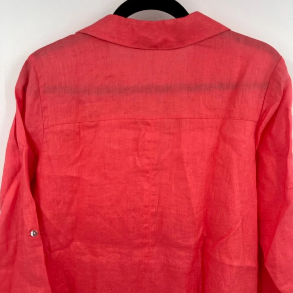 Symple NYC Linen Tunic Women Small Pink Lagenlook Airy Light Travel Button Front